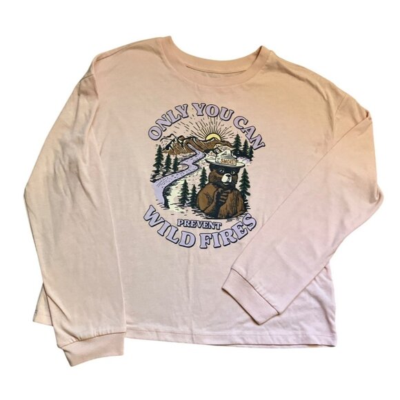 Smokey Bear Only You Can Prevent Wildfires Graphic Long-Sleeve Shirt XL (14-16) - Picture 1 of 9